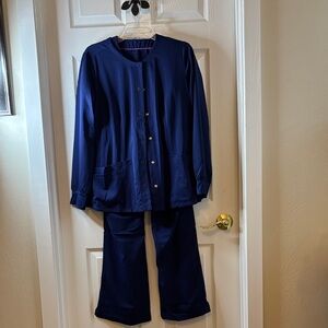 Healing Hands Scrubs 3 pcs. Navy Boot Cut Pants, Top & Jacket EUC Sz Med